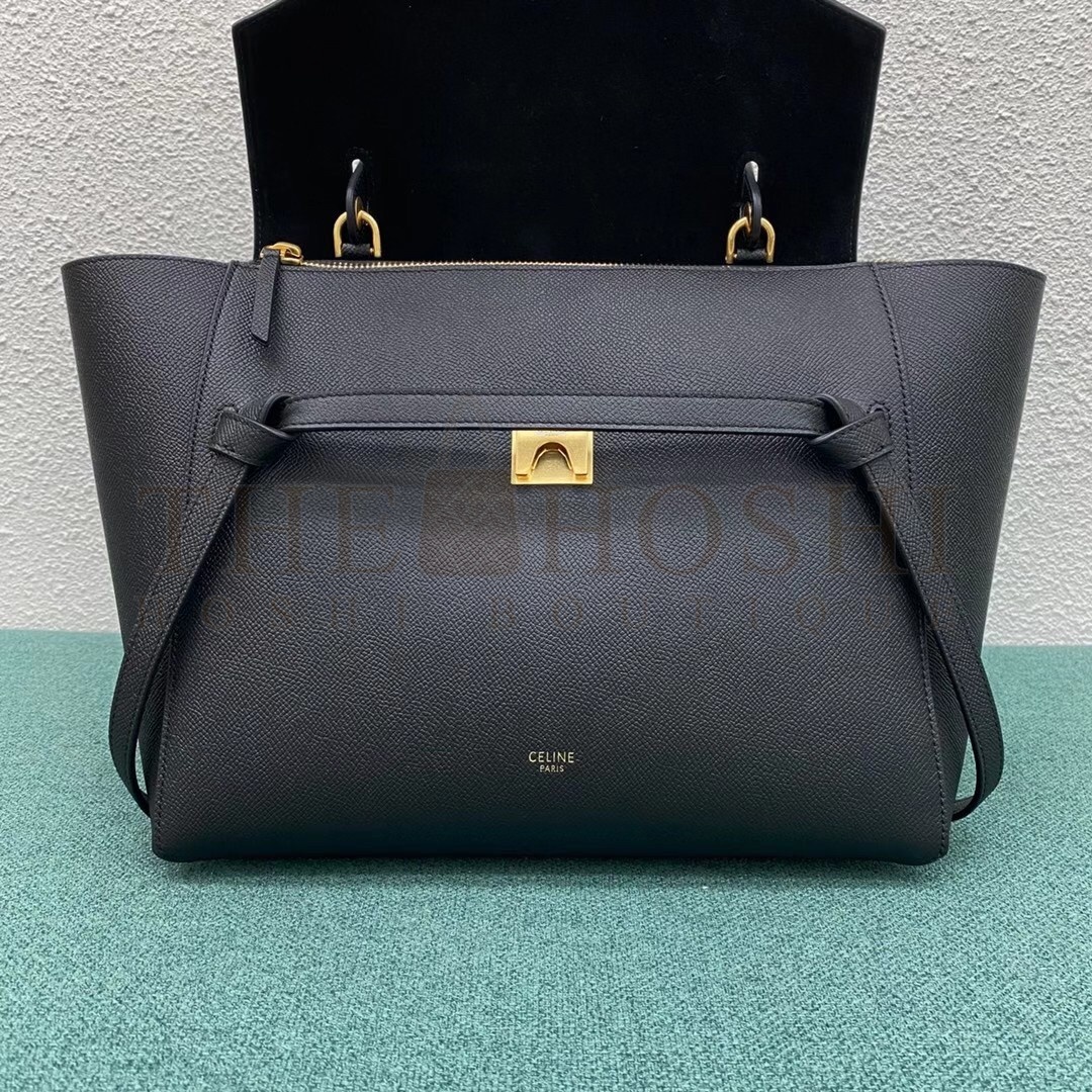 Ce1i*e Belt Mini Bag In Black Grained Calfskin Master Quality