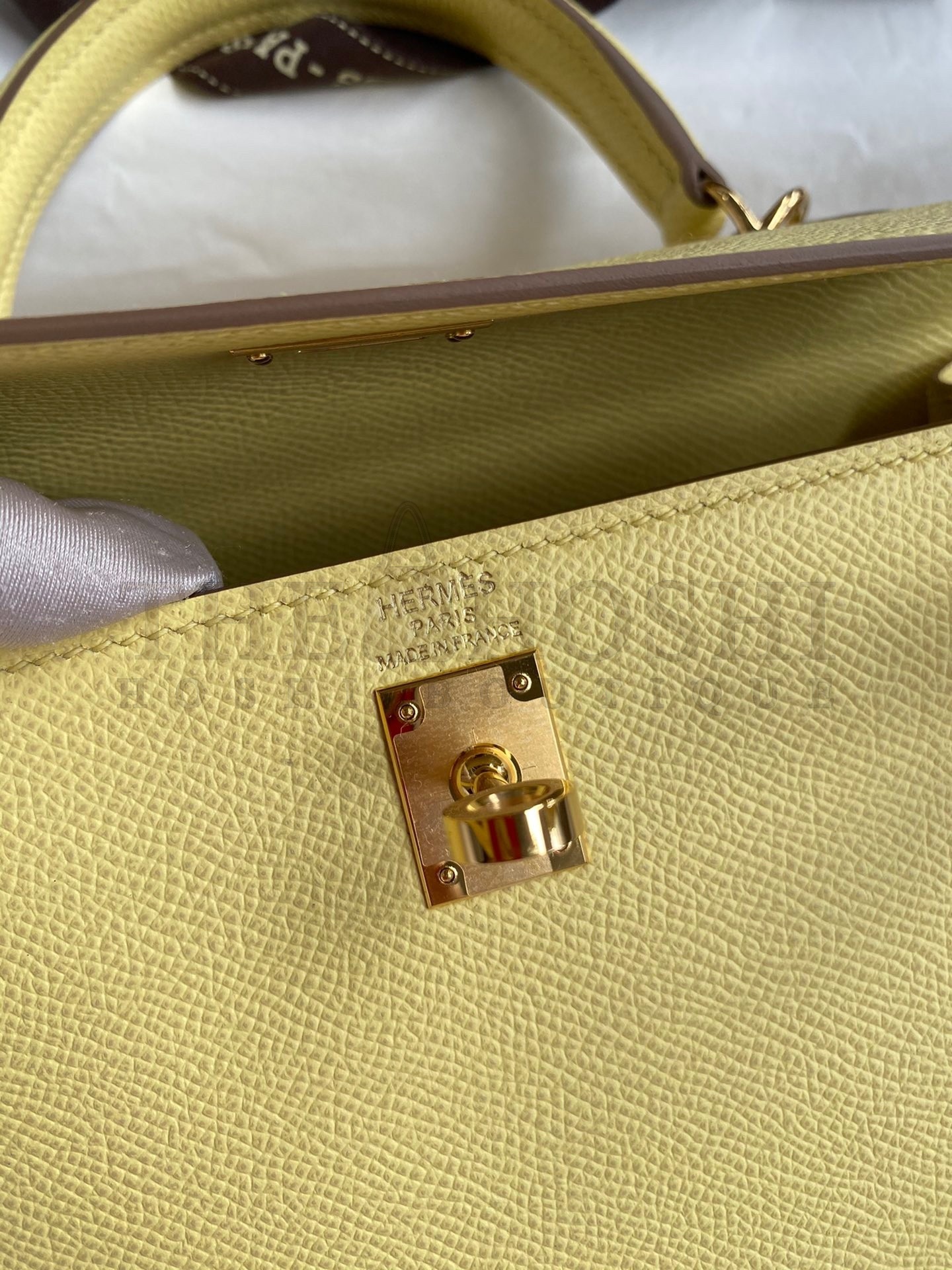H**me5 Epsom Kelly 25cm Sellier Handmade Jaune Poussin Bag Master Quality