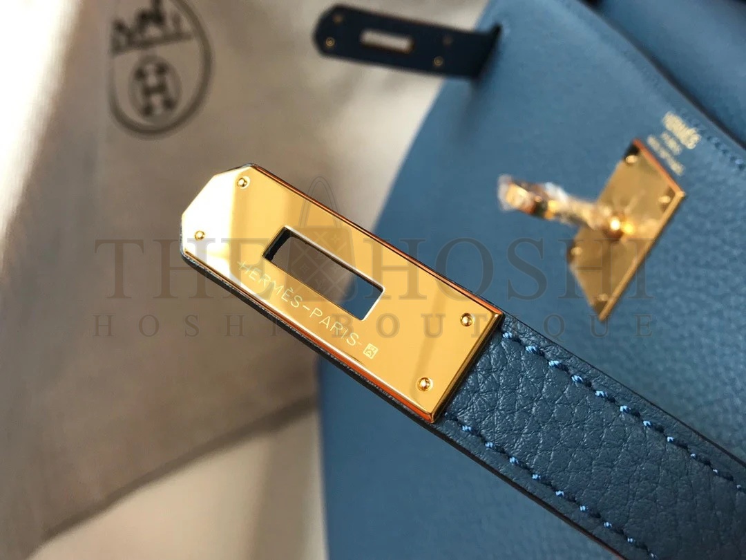 H**me5 Kelly 32cm Retourne Bag in Blue Agate Clemence Leather GHW Master Quality
