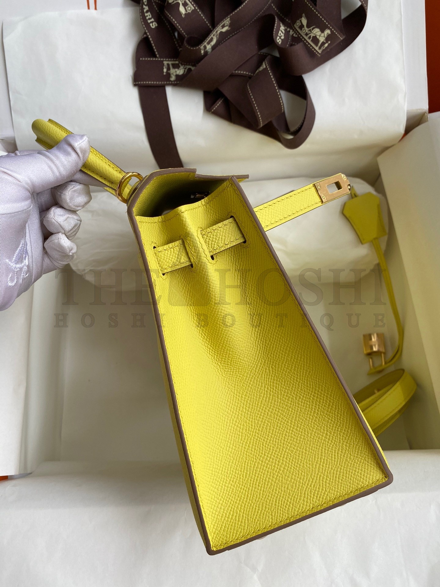 H**me5 Epsom Kelly 25cm Sellier Handmade Lime Bag Master Quality