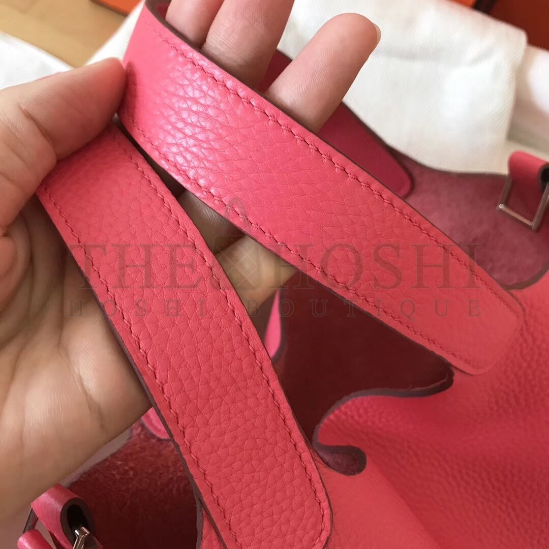 H**me5 Rose Lipstick Picotin Lock PM 18cm Handmade Bag Master Quality