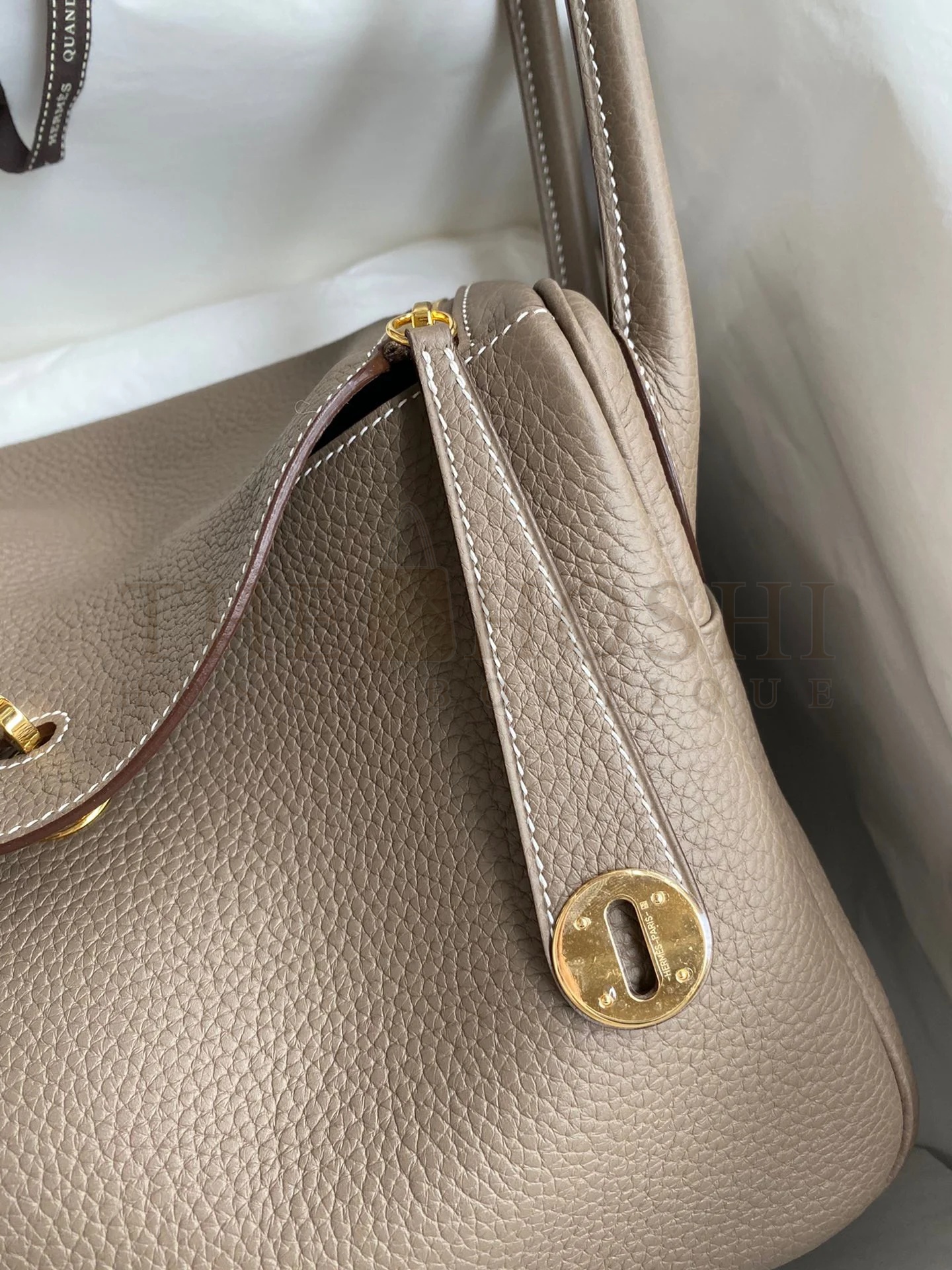 H**me5 Lindy 30 Handmade Bag In Taupe Clemence Leather Master Quality