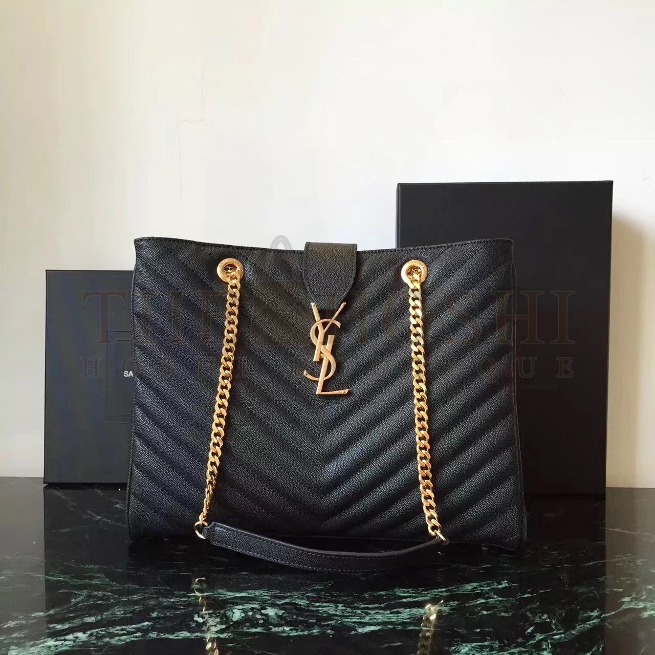 Sa1nt Lau*nt Black Monogram Tote Bag Master Quality