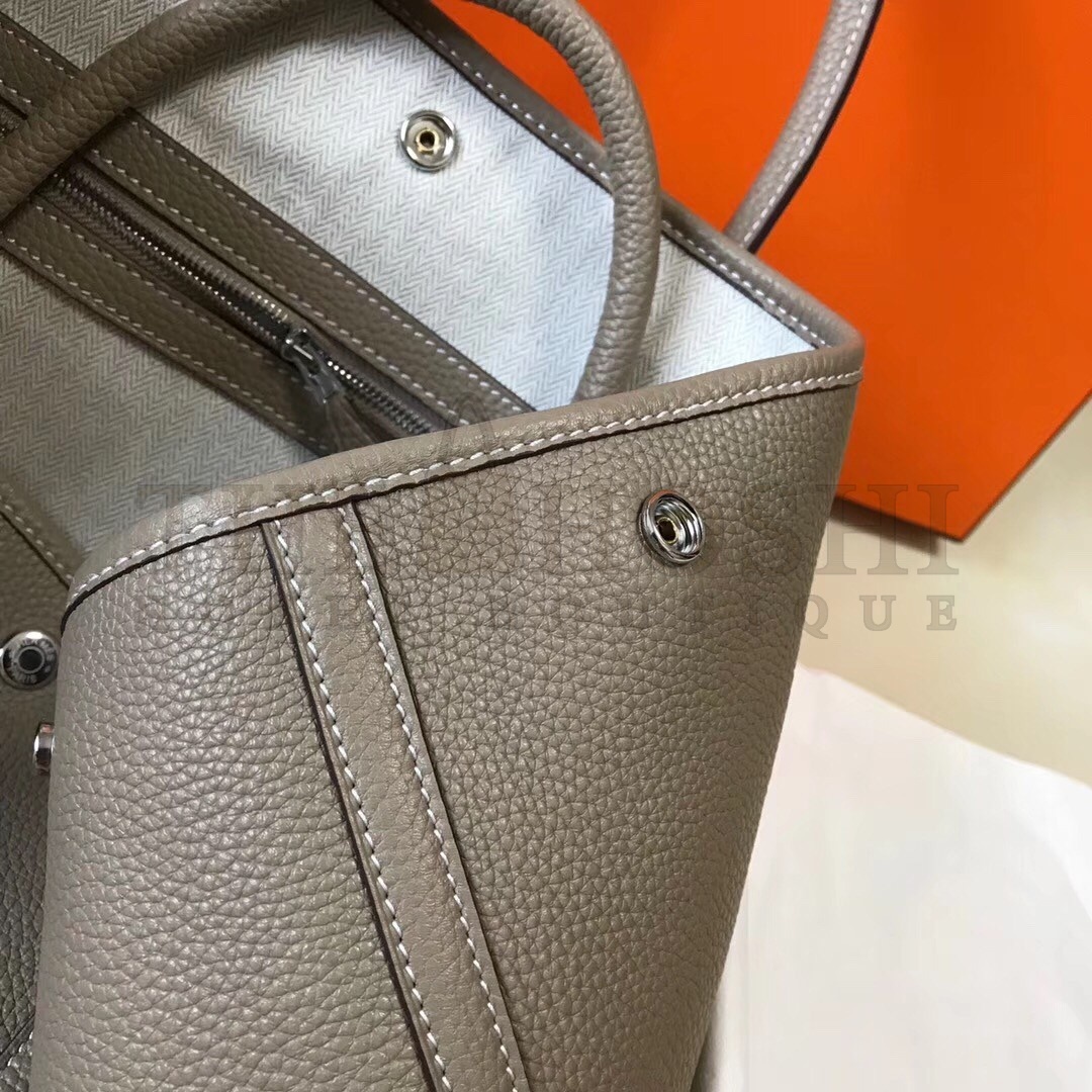 H**me5 Garden Party 30 Bag In Grey Clemence Leather Master Quality
