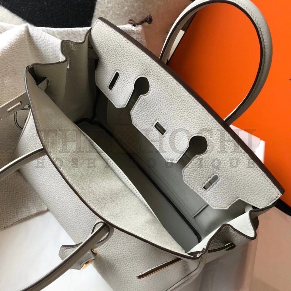 H**me5 Birkin 30 Bag in Pearl Grey Clemence Leather with GHW Master Quality
