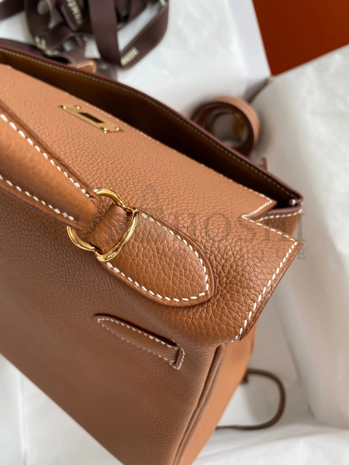 H**me5 Kelly Retourne 28 Handmade Bag In Gold Clemence Leather Master Quality