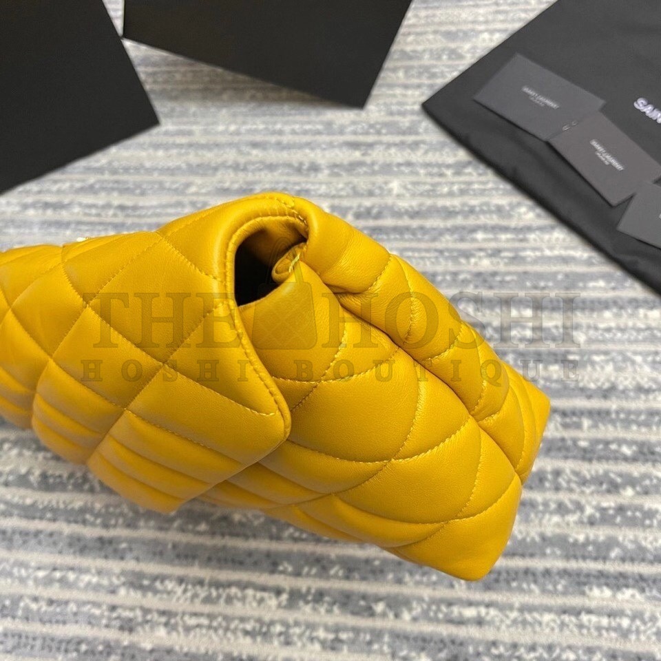 Sa1nt Lau*nt Sade Puffer Envelope Clutch In Yellow Lambskin Master Quality
