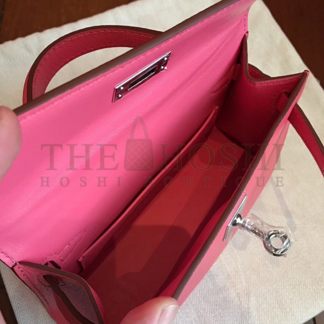 H**me5 Rose Lipstick Chevre Kelly Mini II Handmade Bag Master Quality