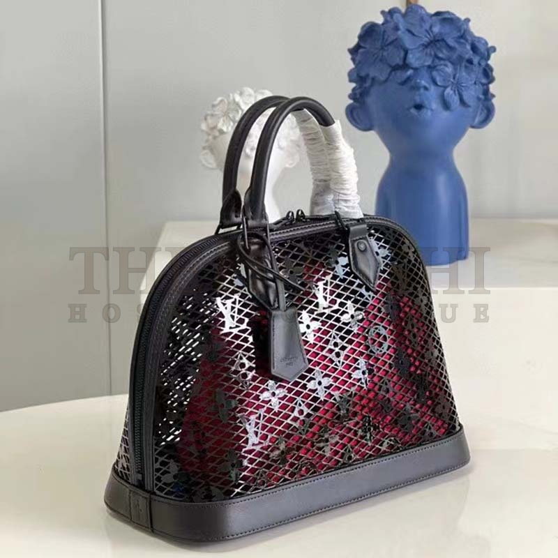 L0vis Vvtt0n LV Women Alma PM Handbag Black Patent Calfskin Cowhide Leather Master Quality