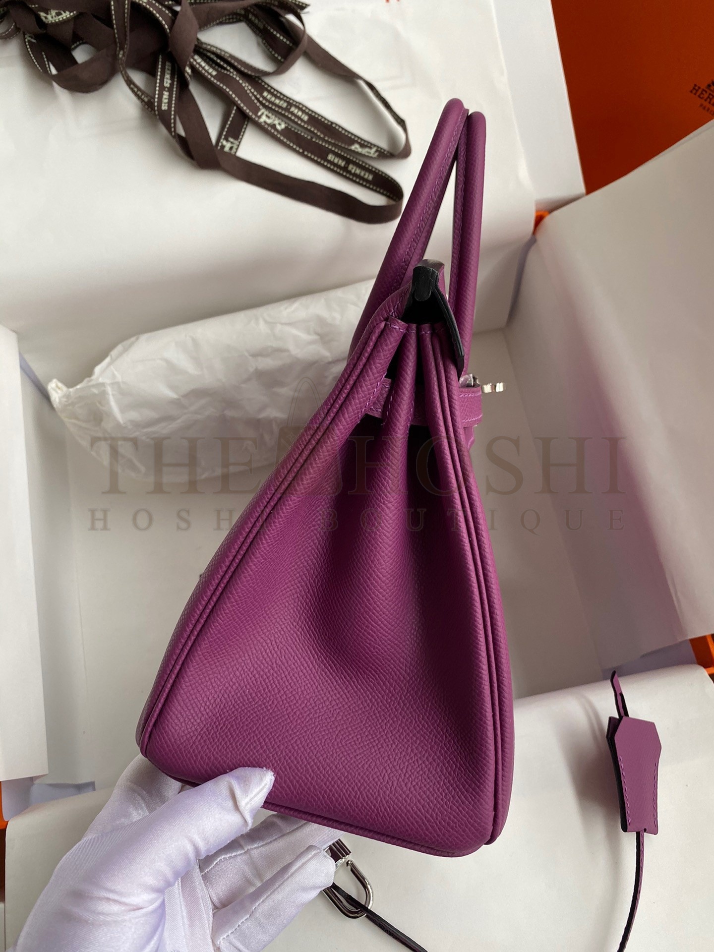 H**me5 Birkin 25 Retourne Handmade Bag In Anemone Epsom Calfskin Master Quality