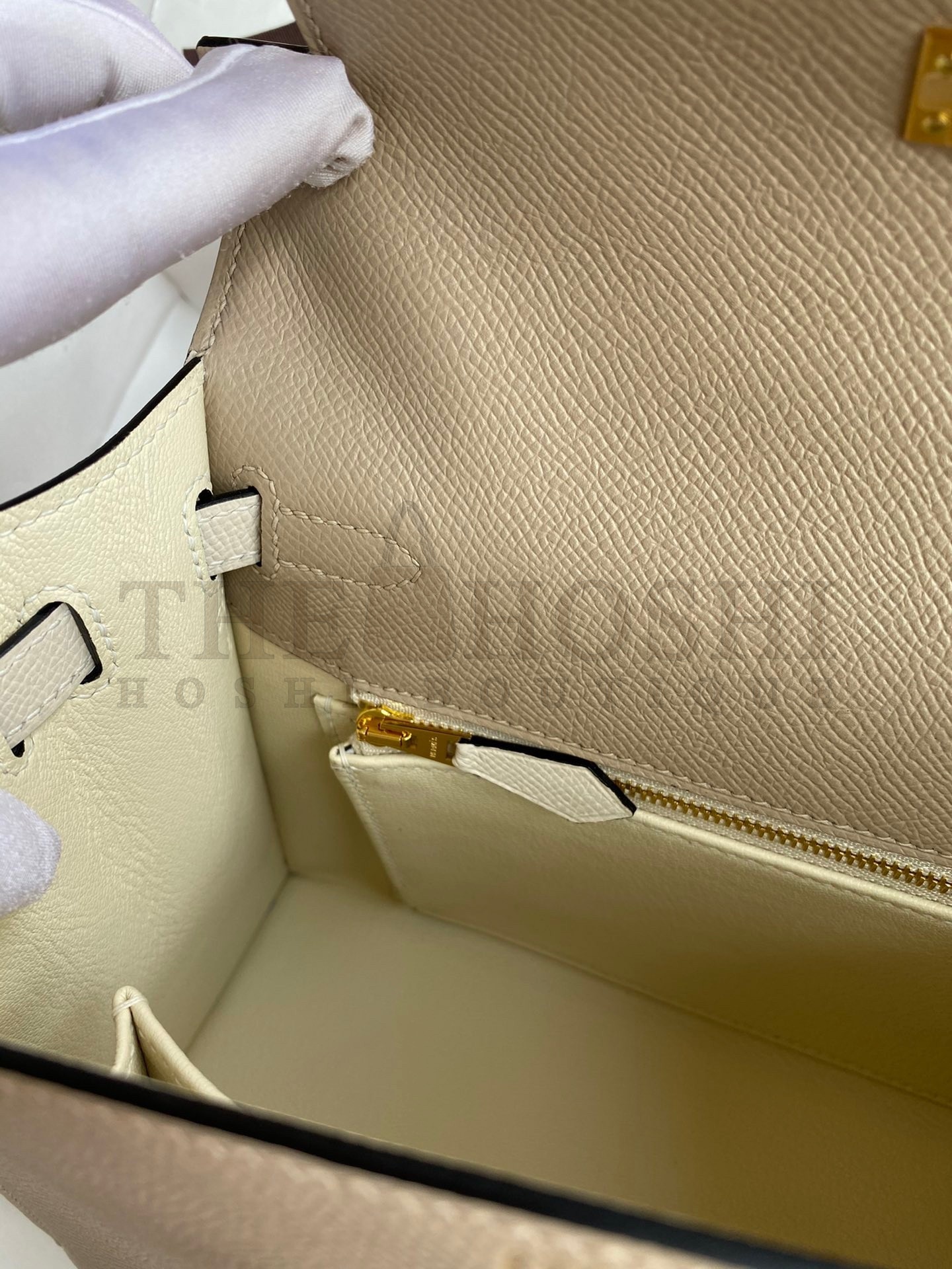 H**me5 Kelly Sellier 25 Bicolor Bag in Trench and Craie Epsom Calfskin Master Quality