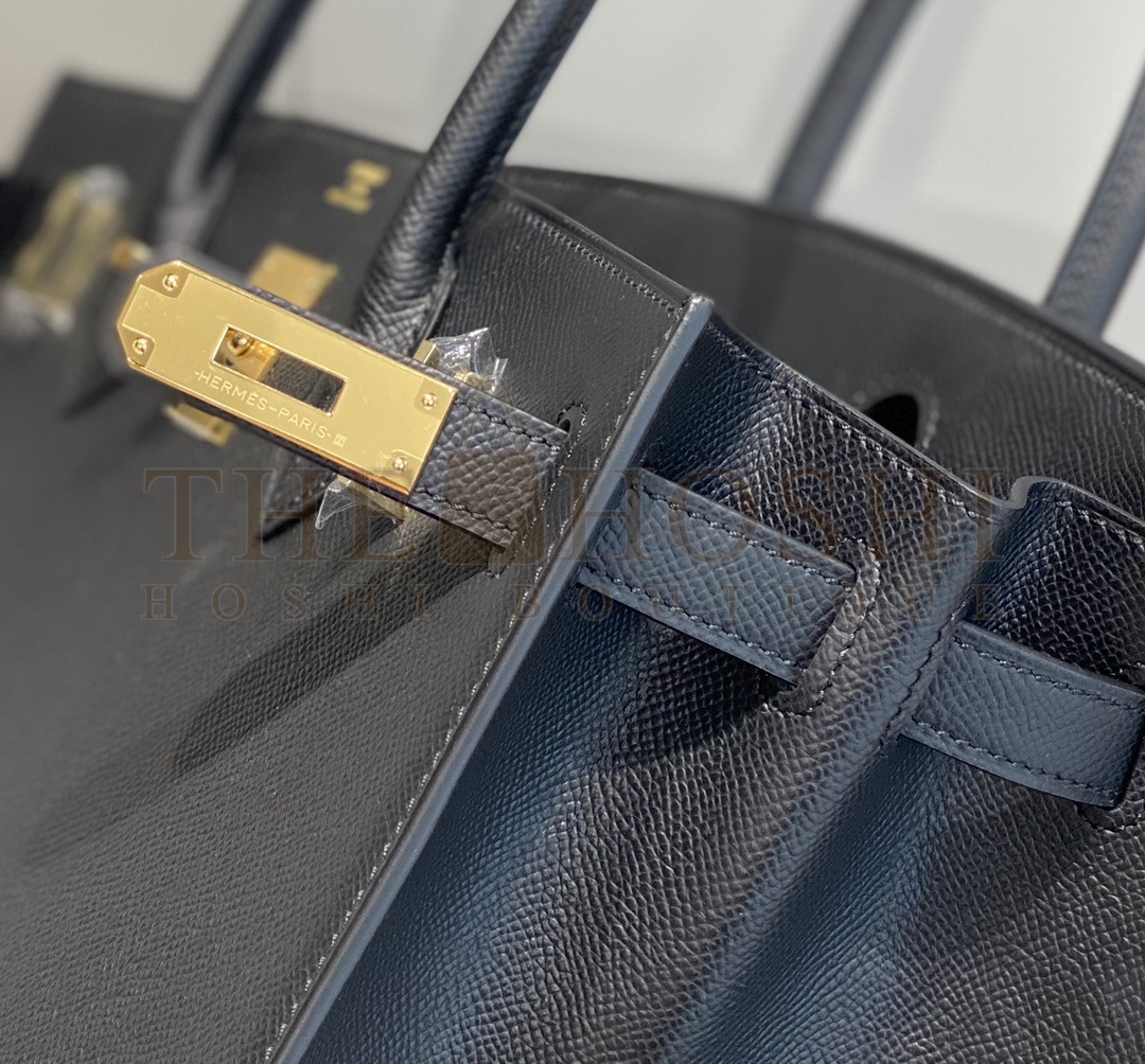 H**me5  Birkin Bag 30cm Epsom Leather Black Gold Hardware Master Quality