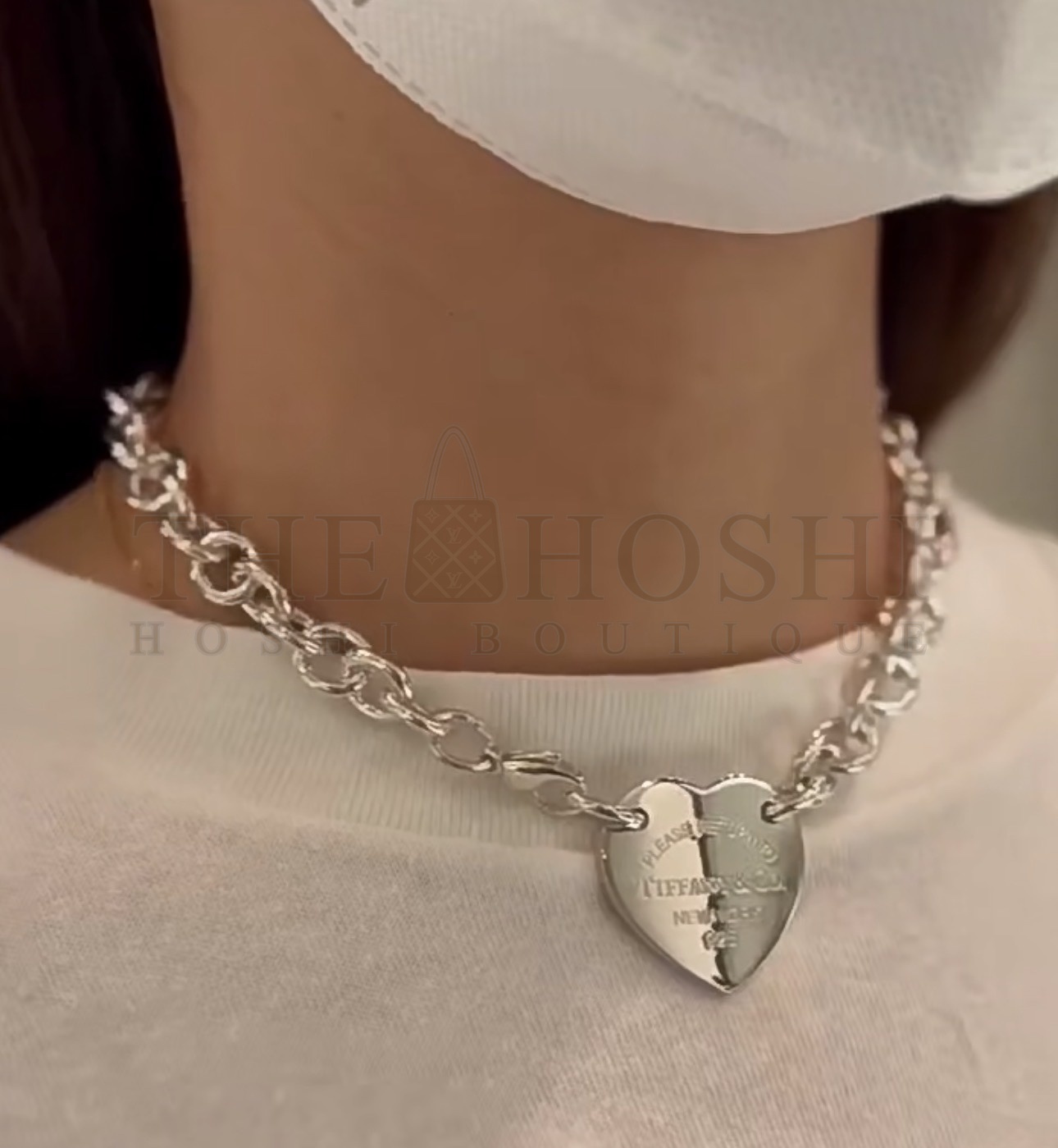T*f*ny T&Co Heart Necklace White Gold Unisex Master Quality