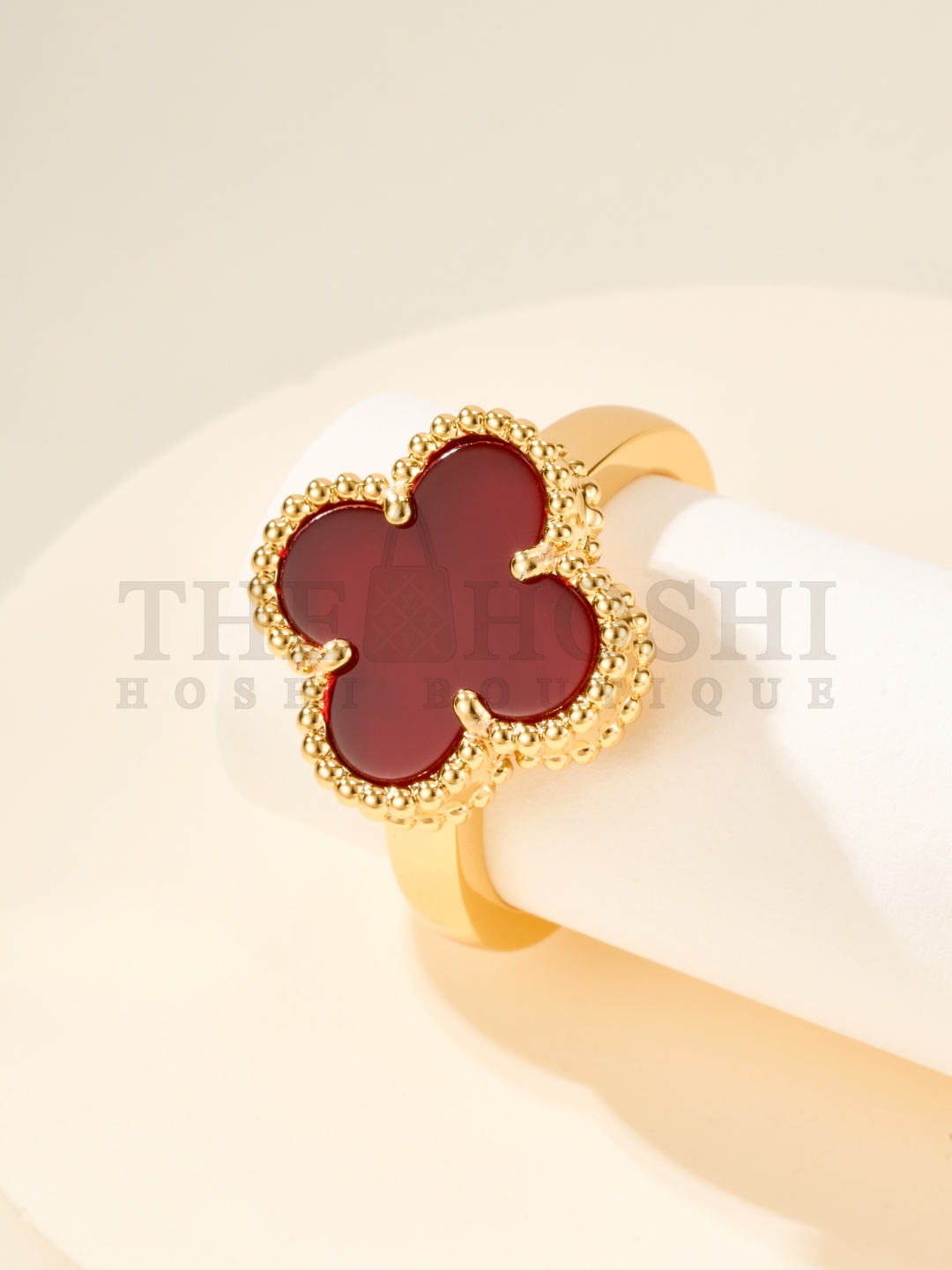 V*n Cl**f & Arpels VCA Alhambra Four-Leaf Clover Ring – Mother-of-Pearl / Carnelian / Malachite / Onyx Master Quality