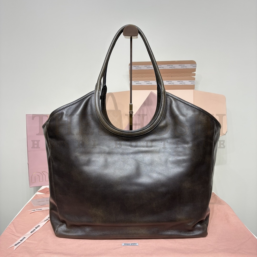 Miu Miu M1um1u Canvas Calf Leather Tote Bag 38x18x38cm 5BG276 Master Quality