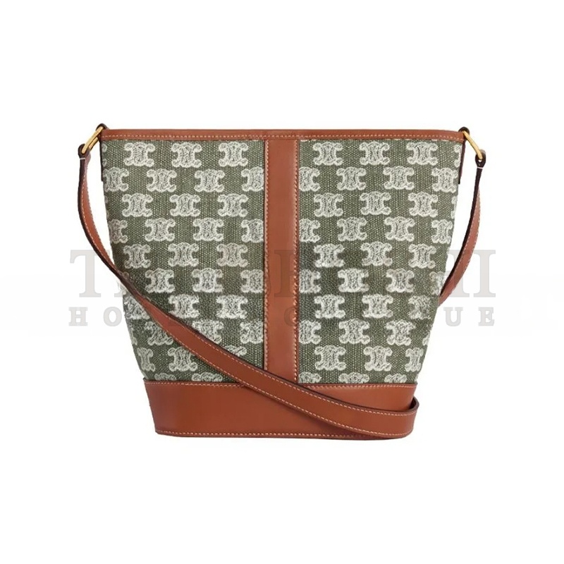 Ce1i*e SMALL BUCKET IN TRIOMPHE CANVAS AND CALFSKIN 191442CS8.15KH (30*22*13cm) Master Quality