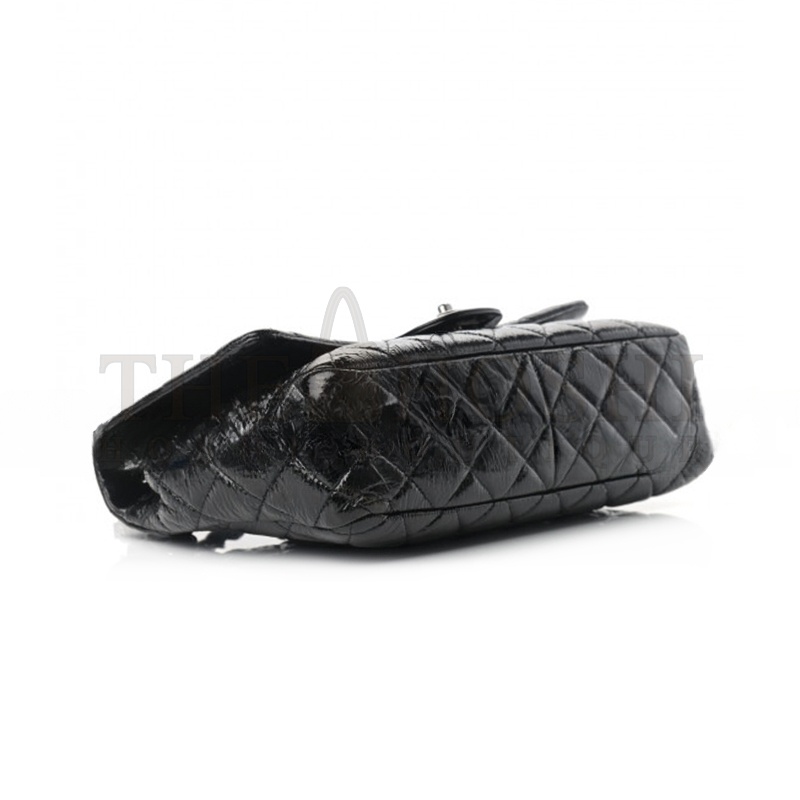 Ch**el CRINKLED PATENT QUILTED JUMBO SINGLE FLAP 1191914 (30*18*8cm) Master Quality