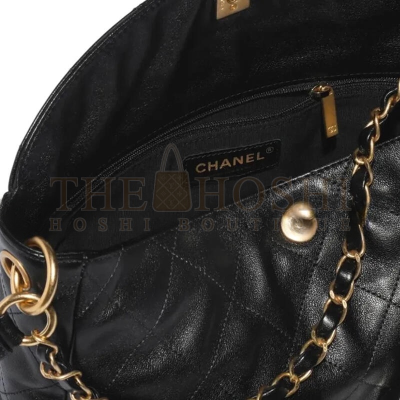 Ch**el HOBO HANDBAG GRAINED CALFSKIN & GOLD-TONE METAL BLACK AS4668 (30*21.5*5cm) Master Quality