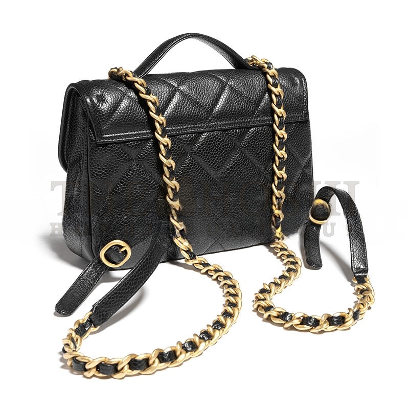 Ch**el GRAINED SHINY CALFSKIN &amp; GOLD-TONE METAL BACKPACK AS5347 (24*18*6cm) Master Quality