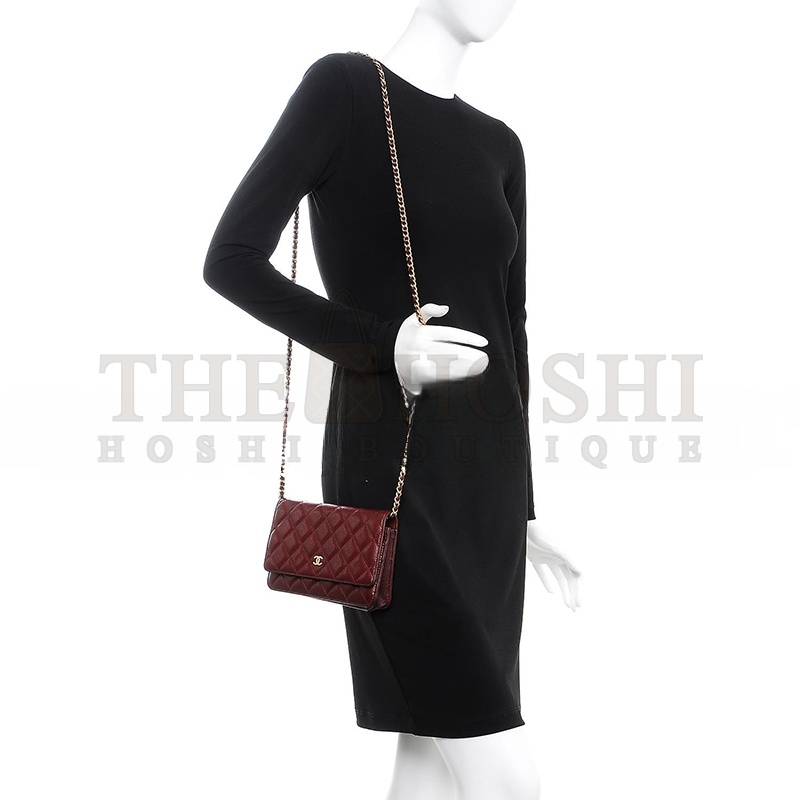 Ch**el CLASSIC WALLET ON CHAIN GRAINED SHINY CALFSKIN AP4241 (19.5*12*4cm) Master Quality