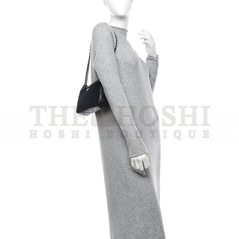 Ch**el MESH SHINY LAMBSKIN CLUTCH WITH CHAIN BLACK 1667264 (21*15*5cm) Master Quality