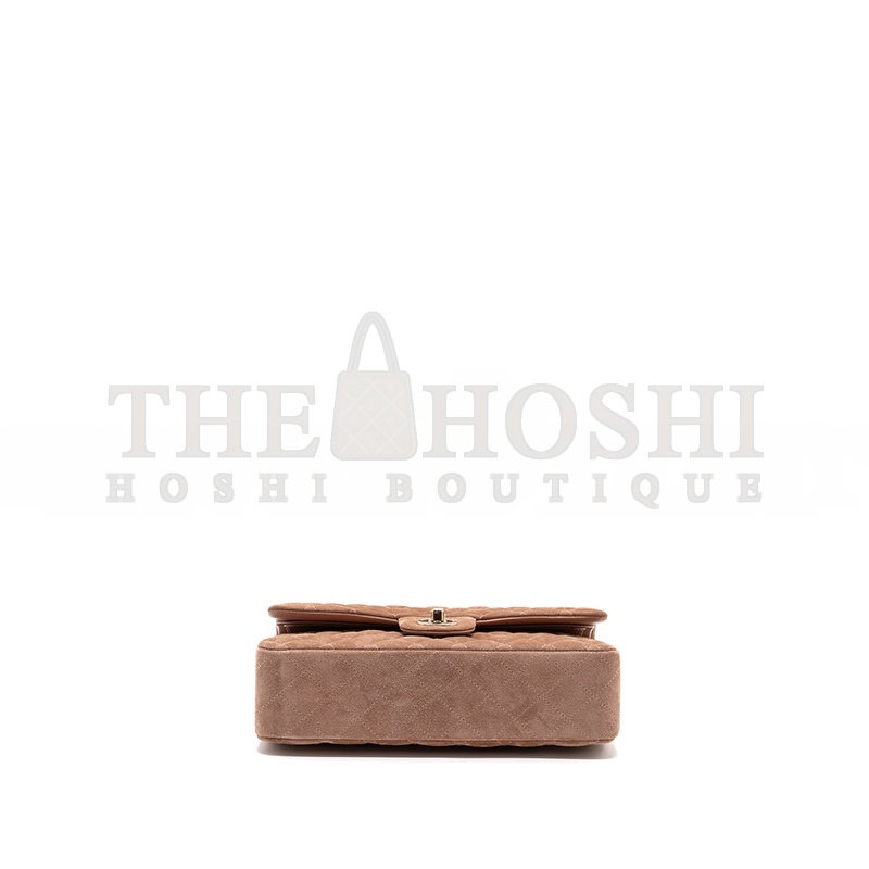 Ch**el MEDIUM CLASSIC DOUBLE FLAP BAG SUEDE LEATHER LIGHT BROWN LGHW (25*16*6cm) Master Quality
