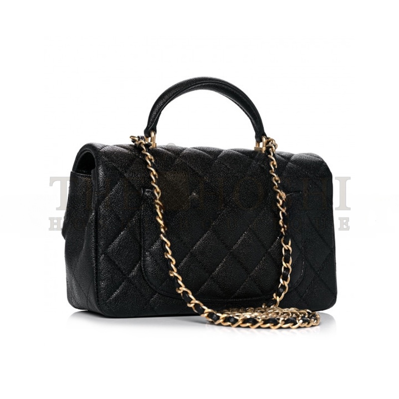 Ch**el CAVIAR QUILTED MINI TOP HANDLE FLAP 1104674 (20*12*7cm) Master Quality