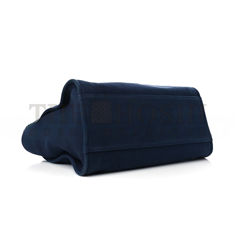 Ch**el MIXED FIBERS CALFSKIN MEDIUM DEAUVILLE TOTE NAVY BLUE 1142532 (39*29*20cm) Master Quality