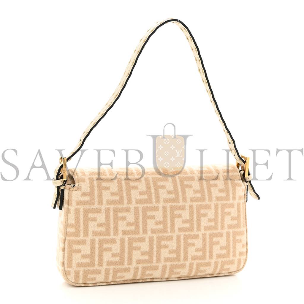 F**di WOOL CUOIO ROMANO SELLERIA FF 1974 BAGUETTE 1997 BEIGE CAMMELLO CAMELIA (27*14*4cm) Master Quality