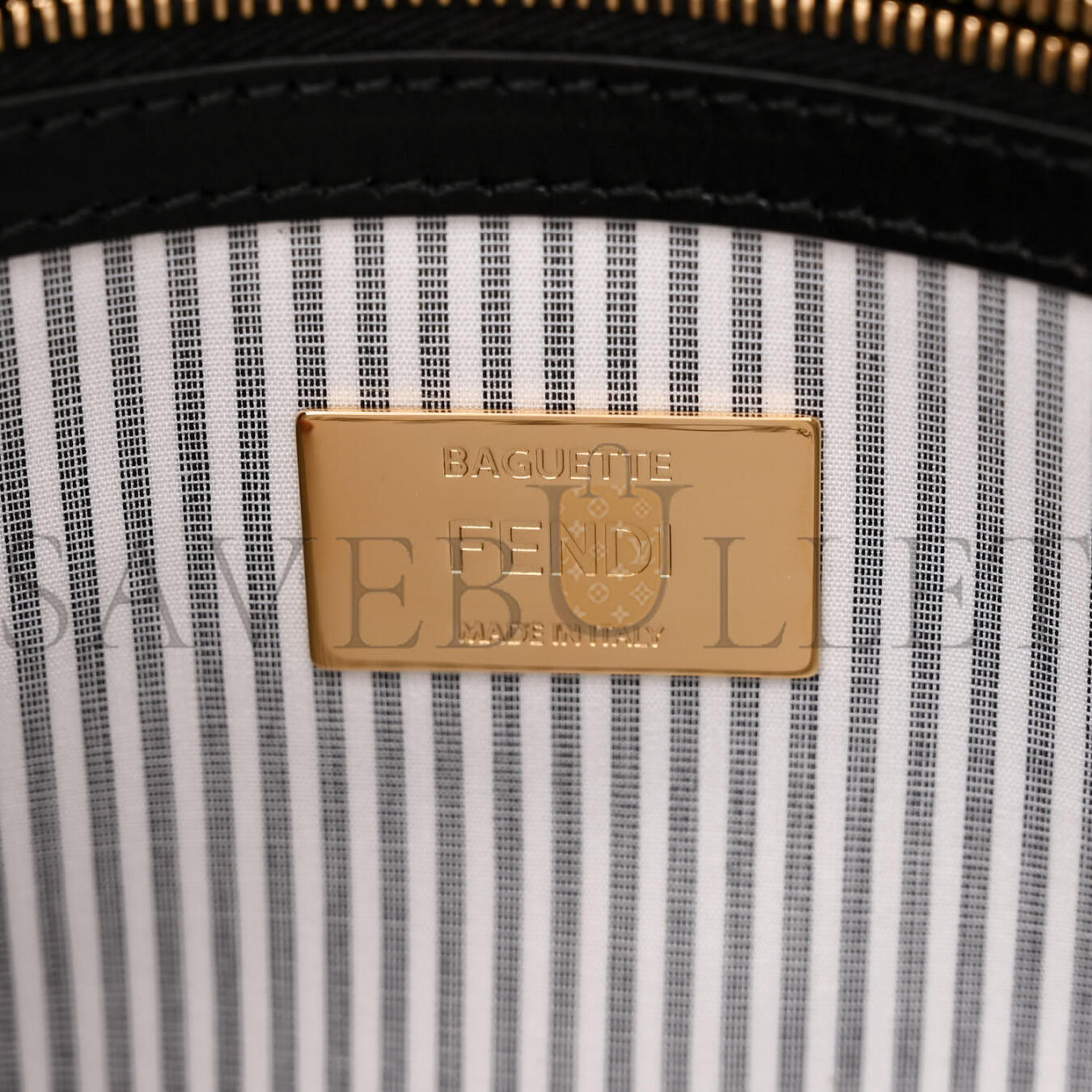 F**di COTTON CUOIO BRETAGNA STRIPED BAGUETTE GRIGIO WHITE BLACK (27*15*6cm) Master Quality