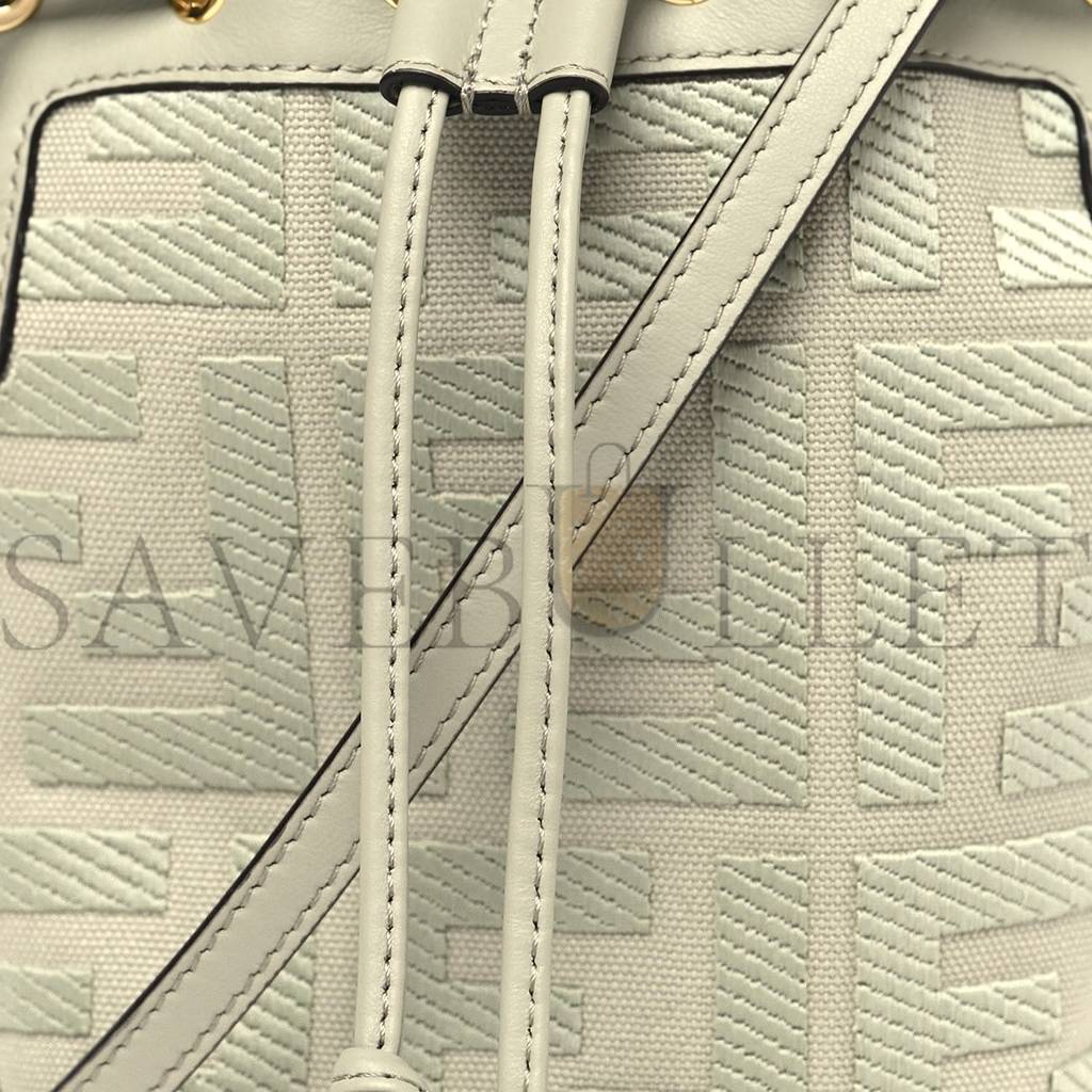 F**di CANVAS VITELLO GRACE F IS F**di FF EMBROIDERED MINI MON TRESOR BUCKET BAG LIGHT GREEN (18*12*10cm) Master Quality