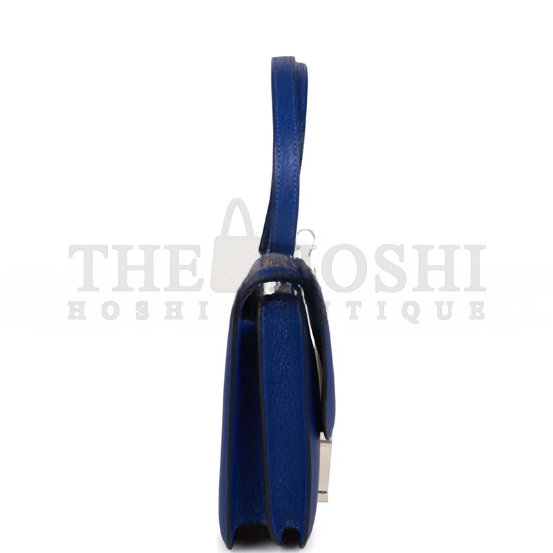 H**me5 CONSTANCE 18 BLEU ELECTRIC CHEVRE PALLADIUM HARDWARE (19*15*4cm) Master Quality