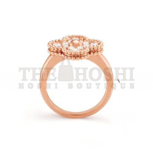 V*n Cl**f ARPELS VINTAGE ALHAMBRA RING - ROSE GOLD, D1am0nd VCARP2R400 Master Quality