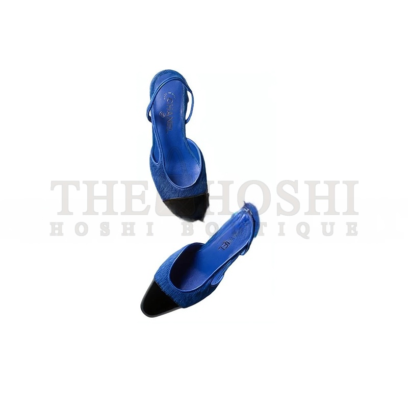 Ch**el SLINGBACKS CALFSKIN & PATENT CALFSKIN BLUE & BLACK G31319 Y56101 K4871 Master Quality